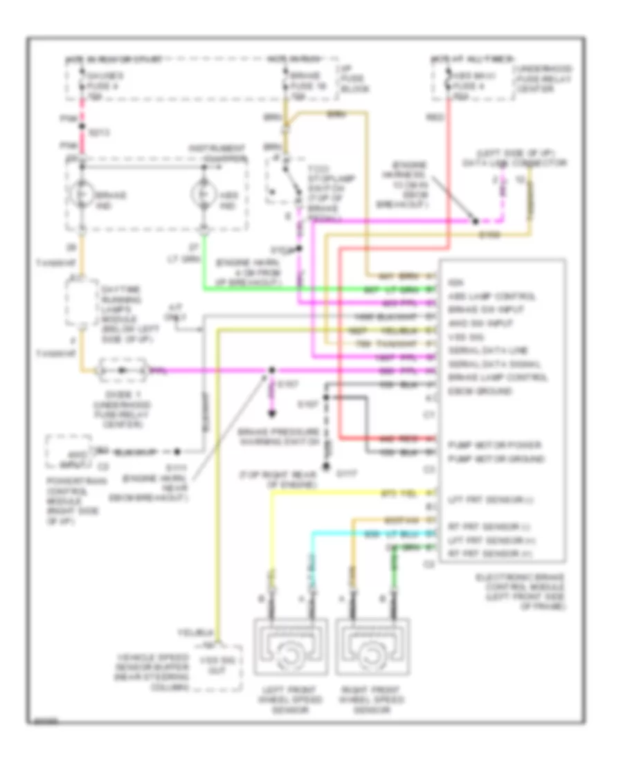 6.5L (VIN F), Электросхема антиблокировочной тормозной системы АБС (ABS) для GMC CHD 1997 3500