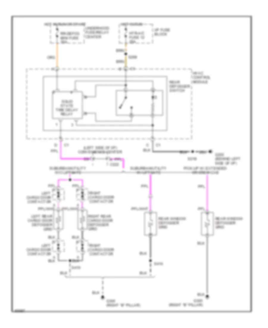 Электросхема подогрева стекол и зеркал для GMC Cab  amp; Chassis C3500 1997