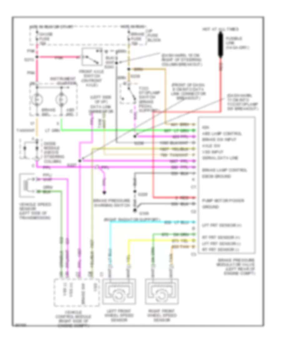 Электросхема антиблокировочной тормозной системы АБС (ABS) для GMC Jimmy 1997