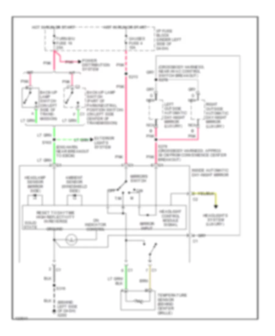 Электросхема затемняющегося зеркала заднего вида для GMC Cab  amp; Chassis C3500 2000