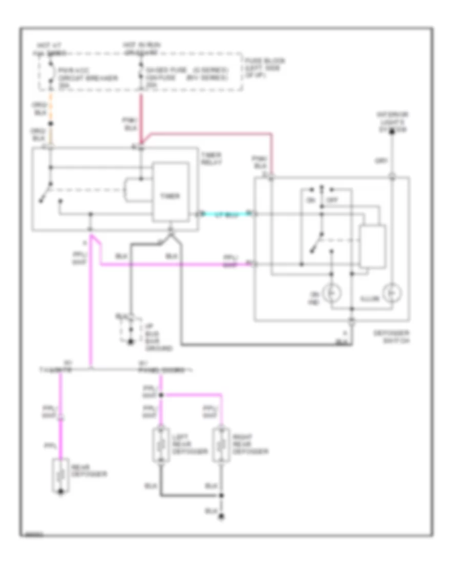Электросхема подогрева стекол и зеркал для GMC Suburban V1991 2500