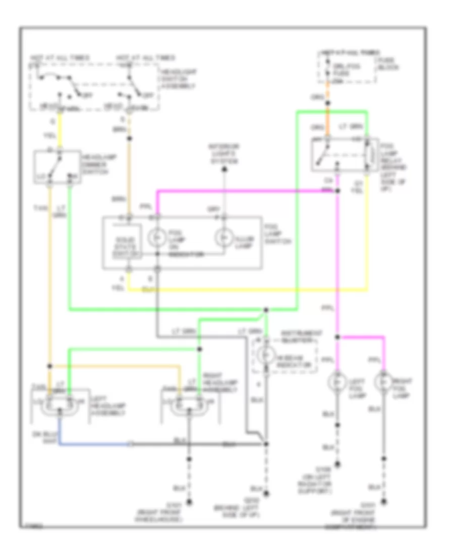Электросхема фар, изолированный луч без DRL для GMC Cab  amp; Chassis K3500 1995