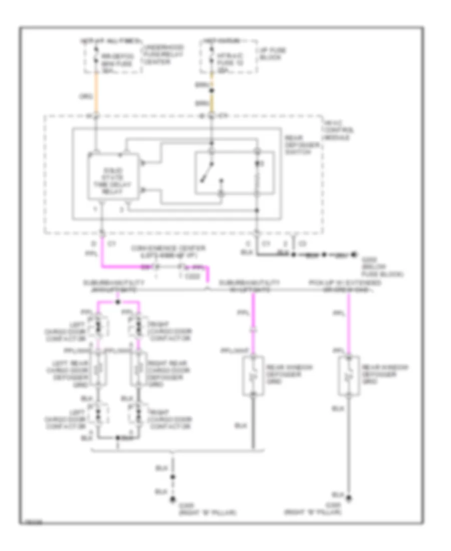 Электросхема подогрева стекол и зеркал для GMC Cab  amp; Chassis C3500 1996