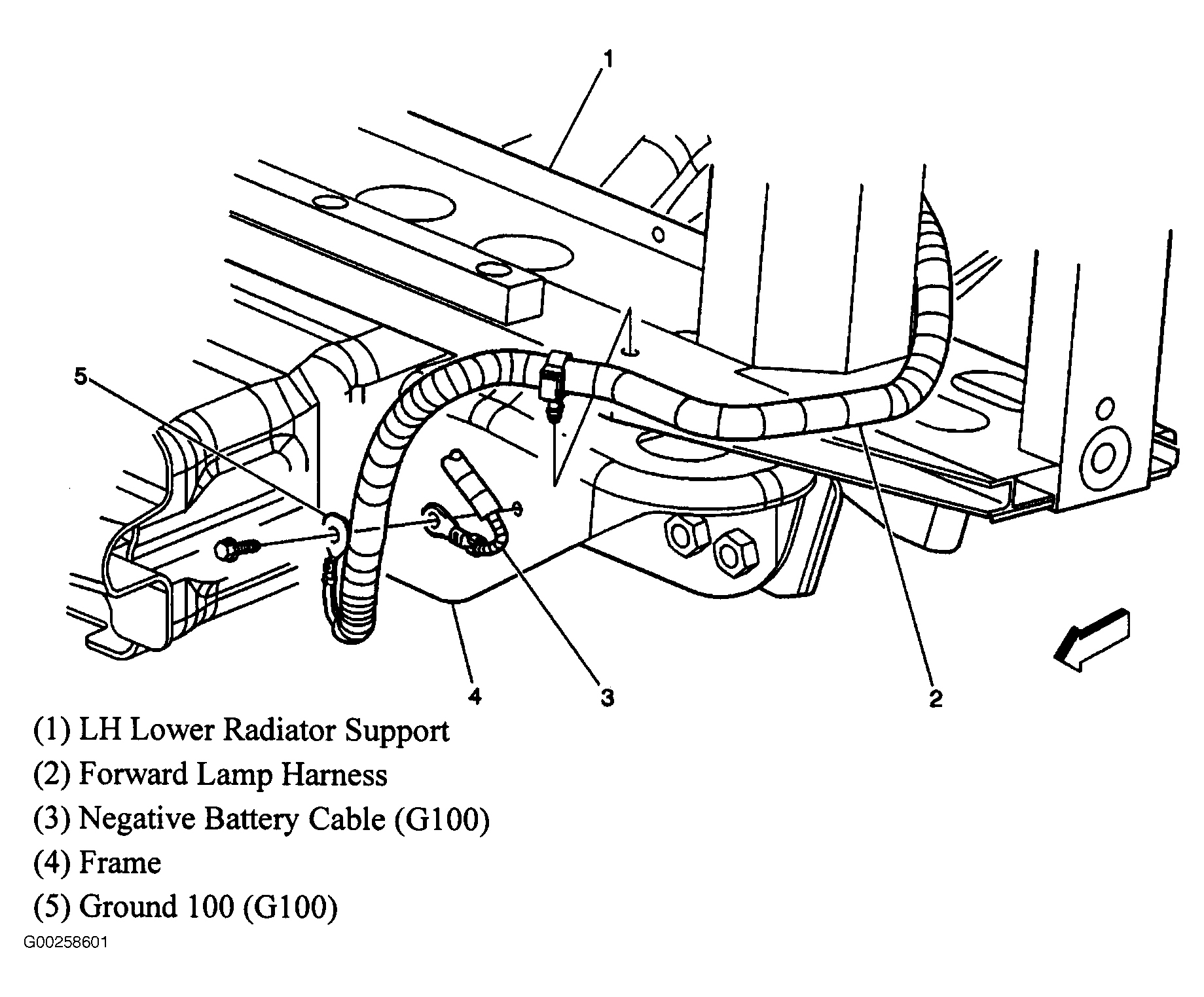 GMC Sierra 1500 2004 - Component Locations -  Lower Left Radiator Support