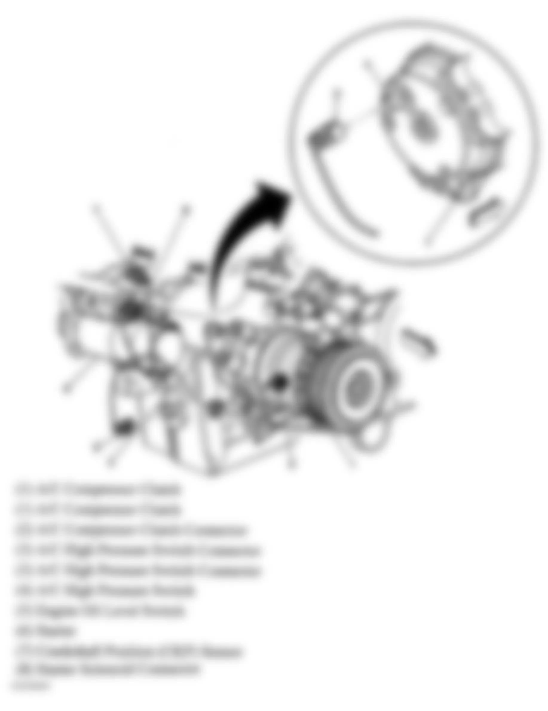 GMC Sierra 2500 HD 2004 - Component Locations -  A/C Compressor (4.8L, 5.3L & 6.0L)