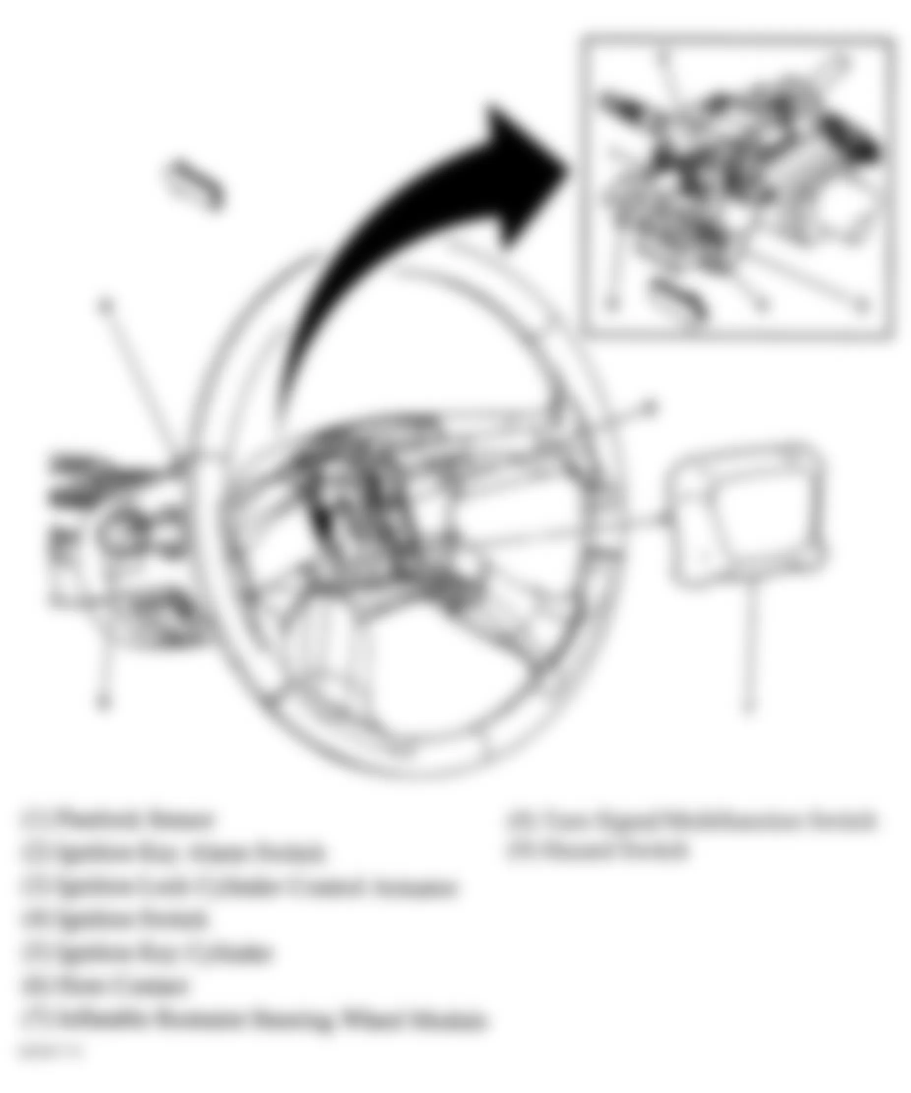 GMC Yukon 2004 - Component Locations -  Upper Steering Column
