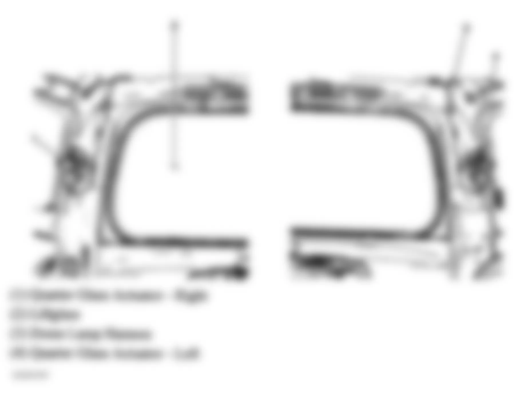 GMC Envoy 2005 - Component Locations -  Quarter Glass (Long Wheelbase, Except XUV)