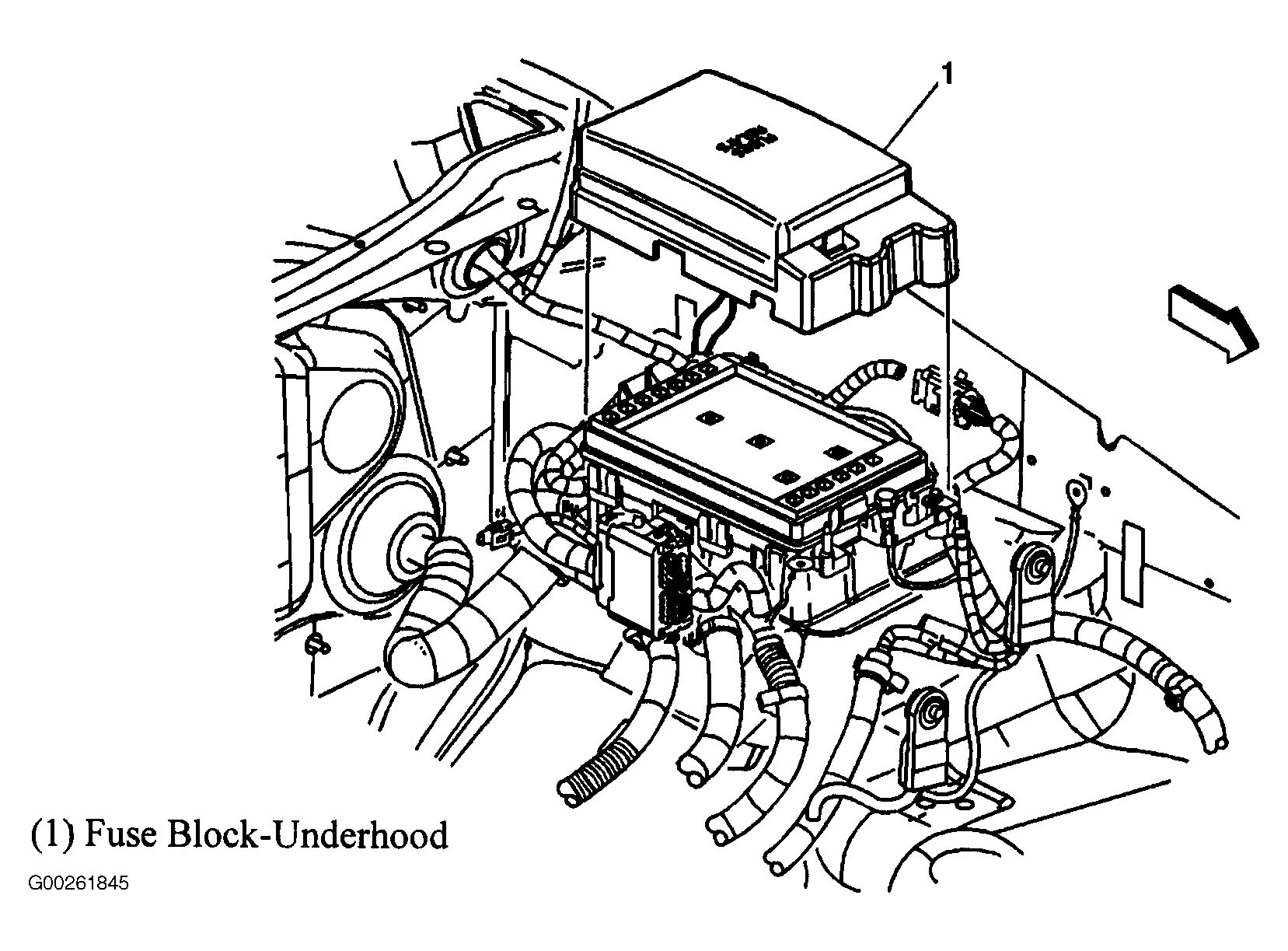 GMC Envoy XL 2005 - Component Locations -  Underhood Fuse Block
