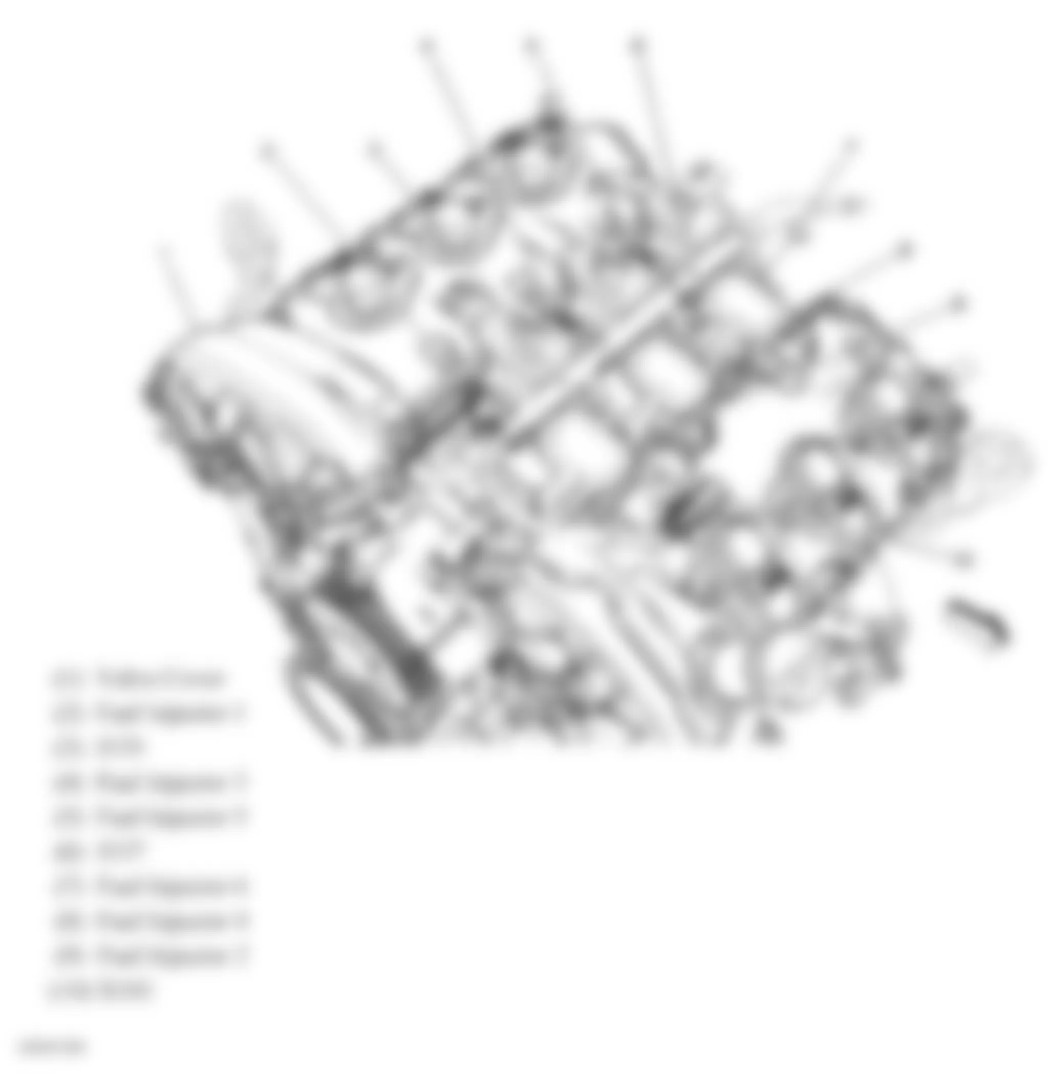 GMC Acadia SLE 2007 - Component Locations -  Top Of Engine