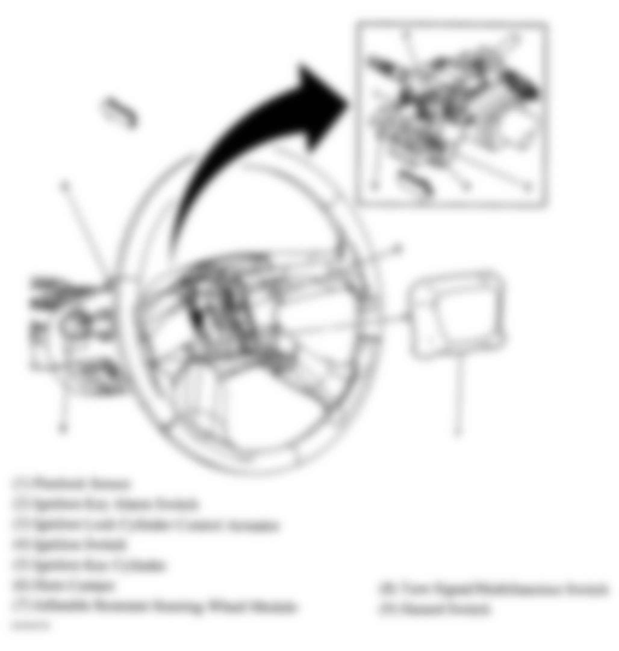 GMC Sierra Classic 2500 HD 2007 - Component Locations -  Upper Steering Column