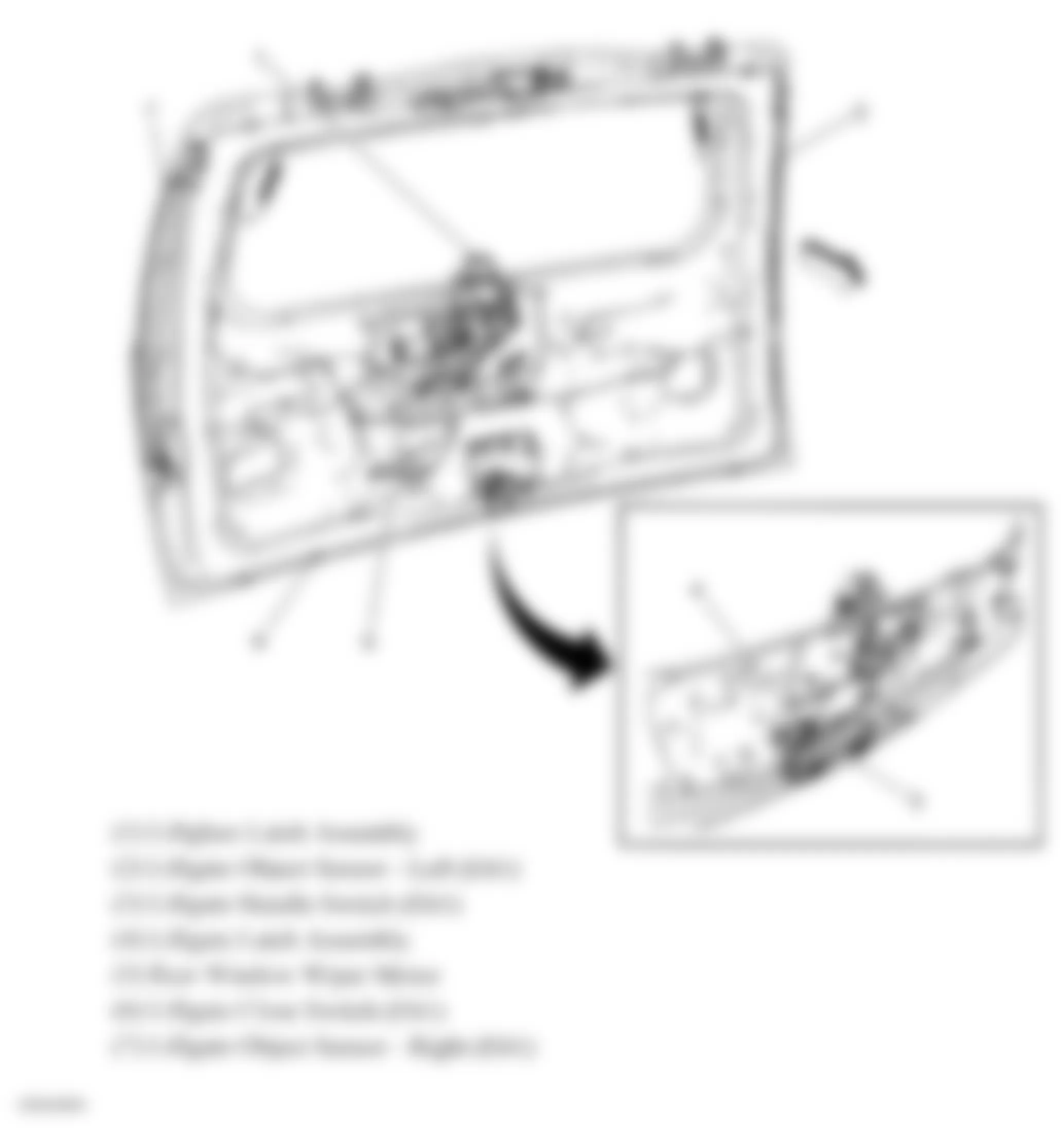 GMC Yukon 2007 - Component Locations -  Liftgate (One Piece Liftgate W/Lift Glass)