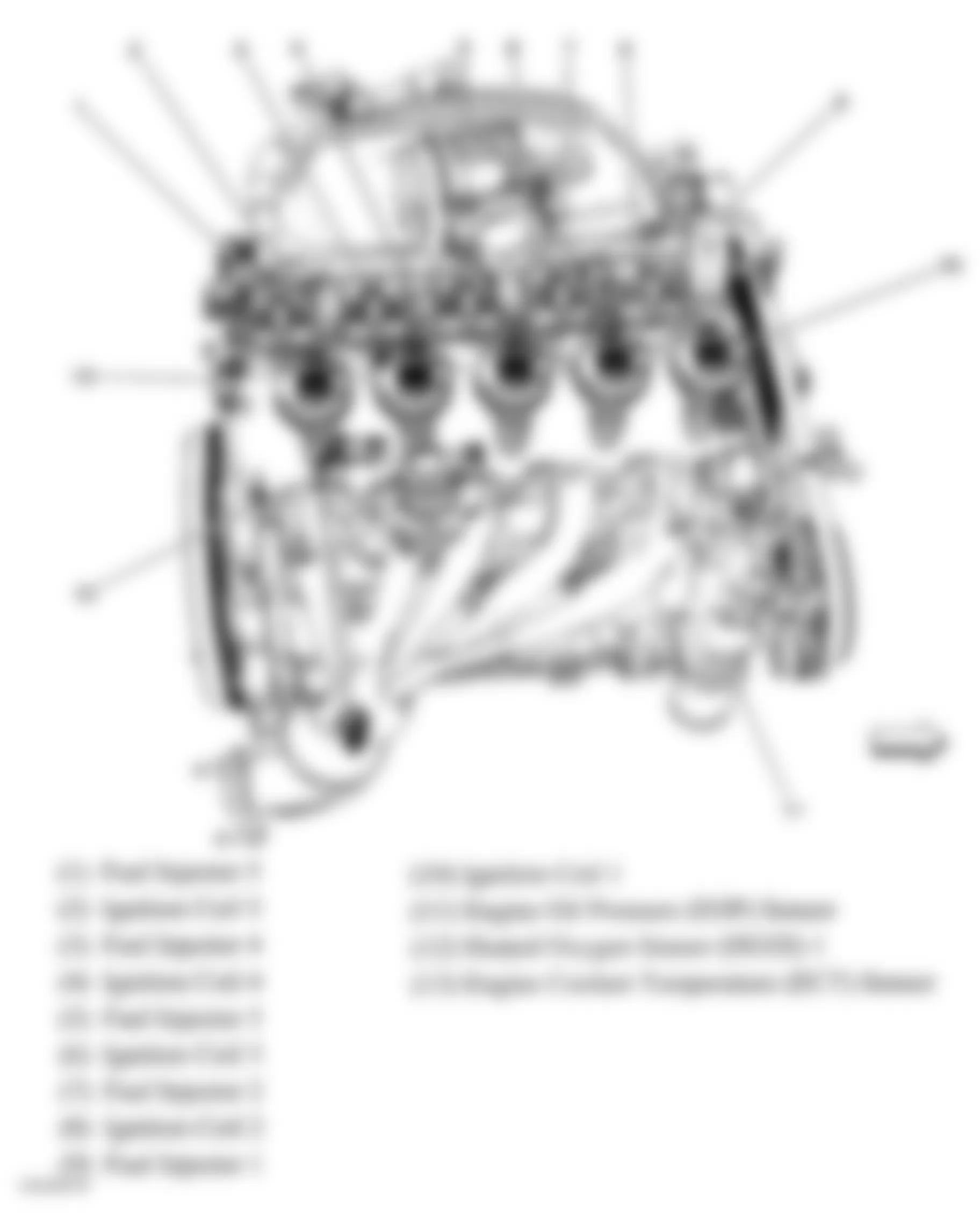 GMC Canyon 2008 - Component Locations -  Top View Of Engine (3.7L)