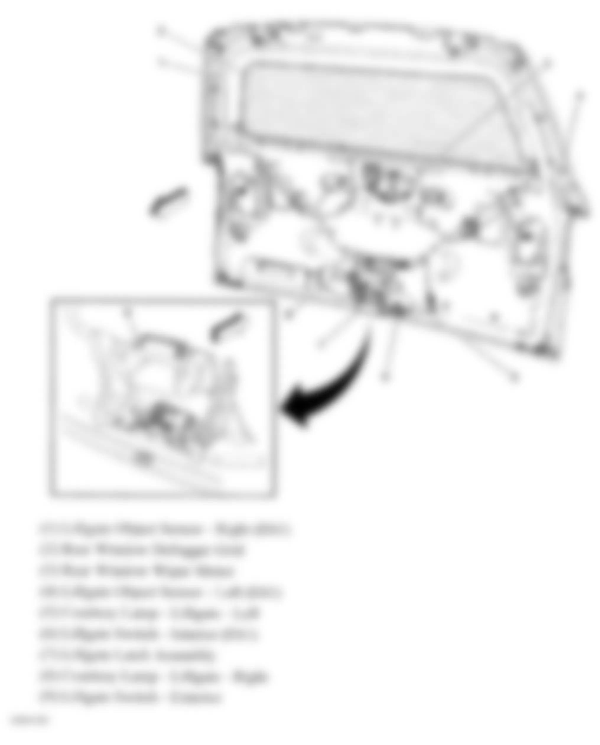 GMC Acadia SLT 2009 - Component Locations -  Liftgate