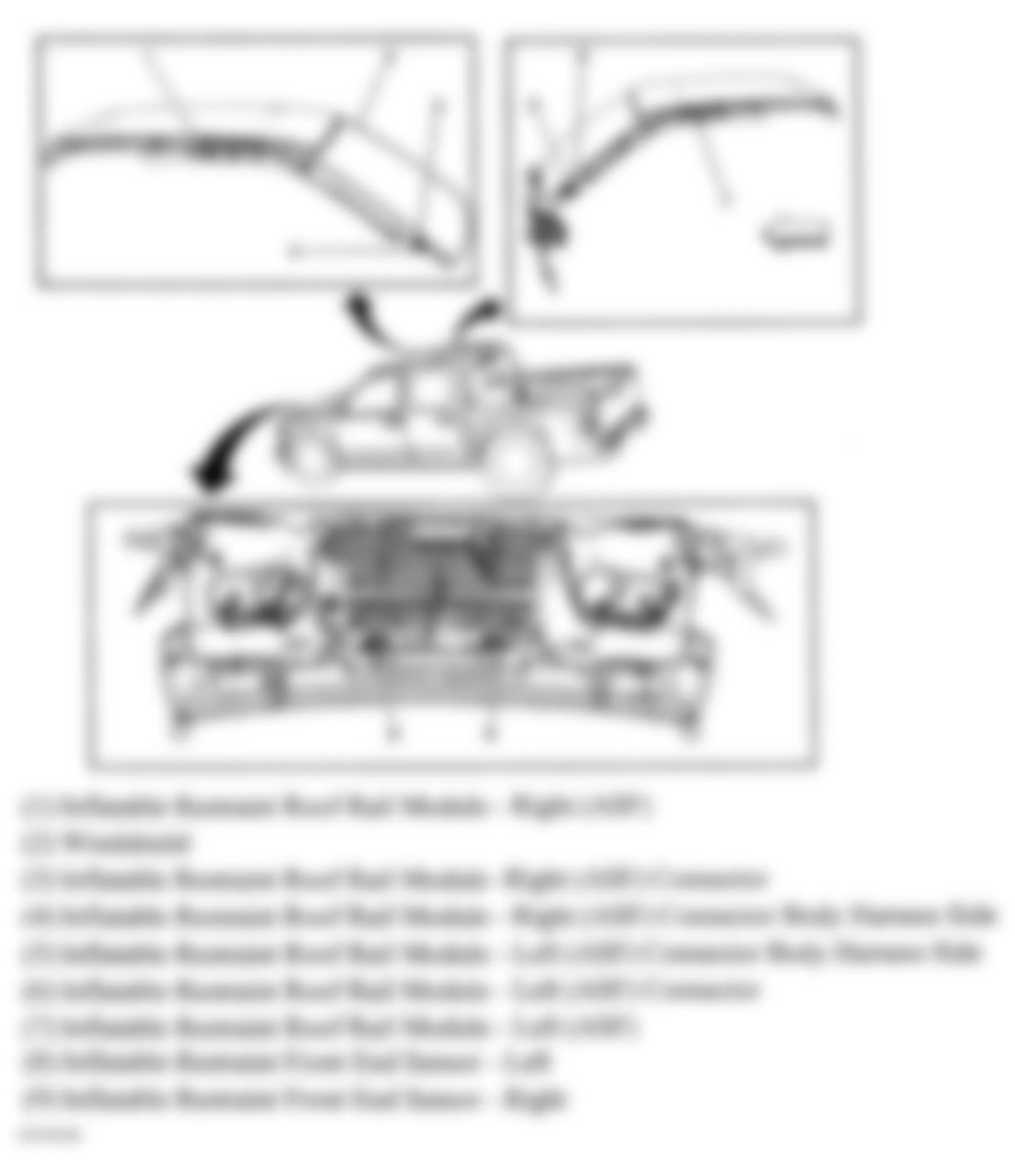 GMC Canyon 2010 - Component Locations -  SIR System Front/Roof Rail