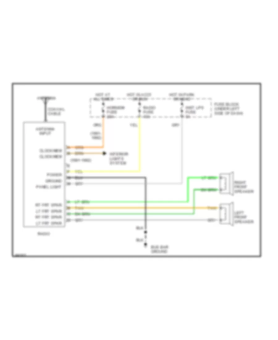 2 Speaker System Wiring Diagram for GMC Rally G1990 1500