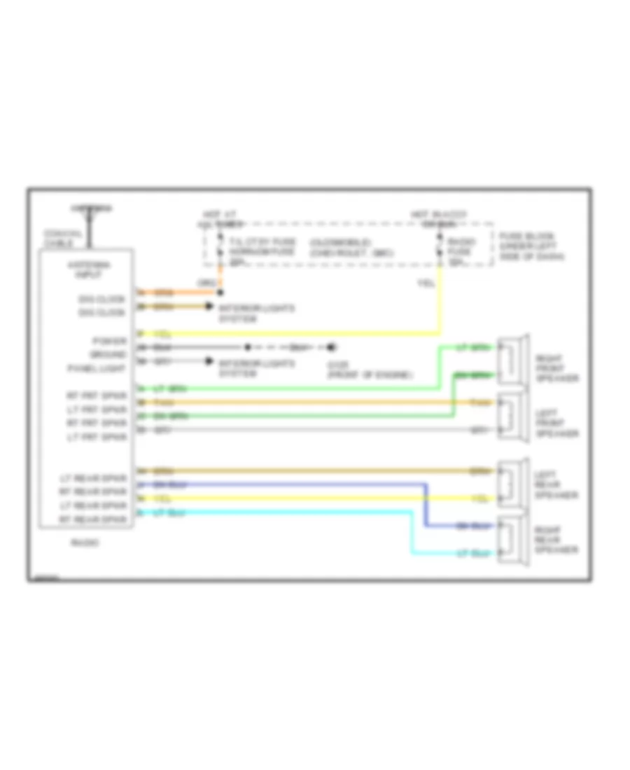 4 Speaker System Wiring Diagram ETR for GMC S15 Pickup 1990