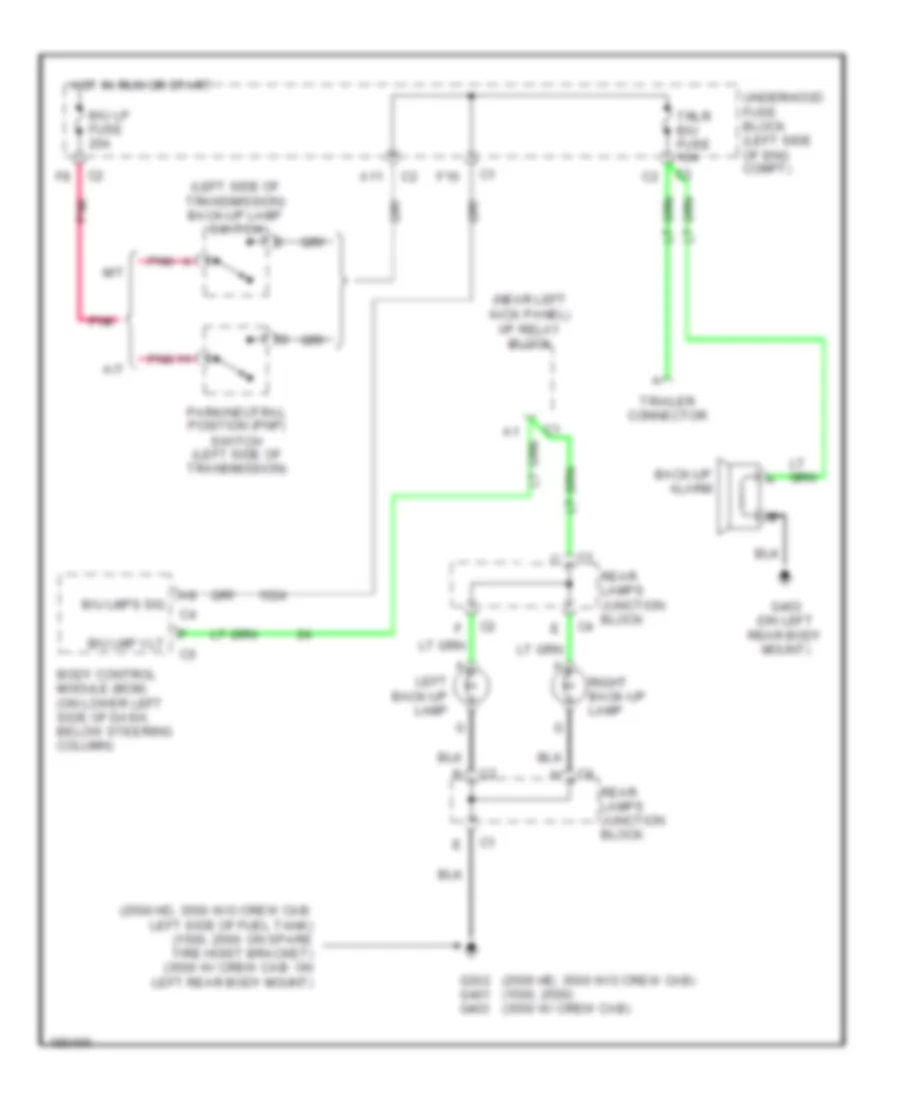 Back up Lamps Wiring Diagram for GMC Sierra 2004 2500