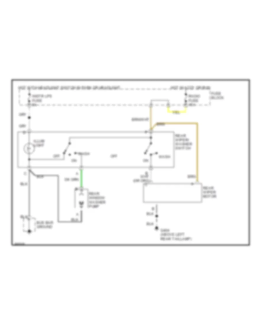 Электросхема заднего стеклоочистителя дворника и омывателя для GMC Jimmy 1993