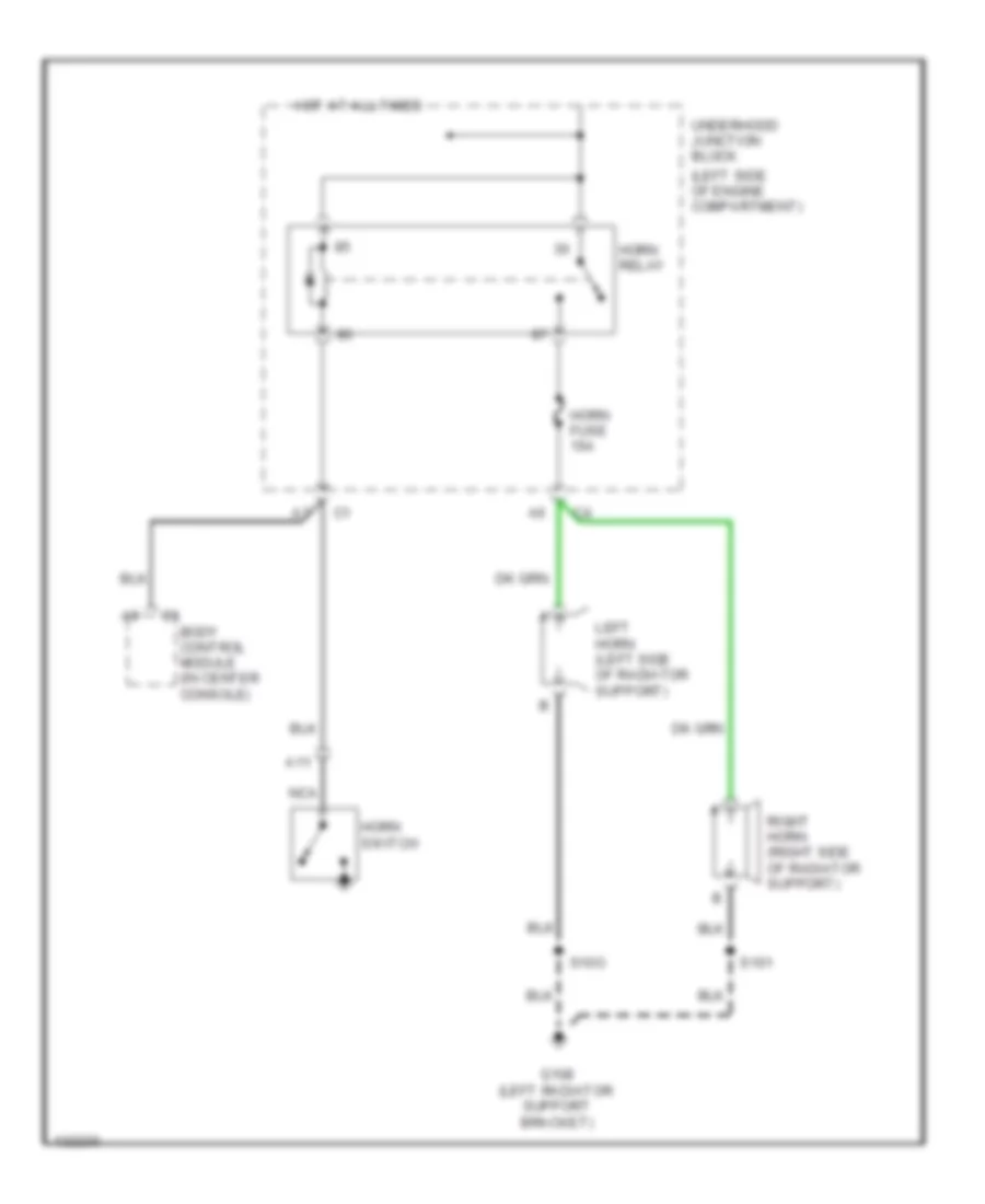 Horn Wiring Diagram for GMC Yukon XL C2001 1500