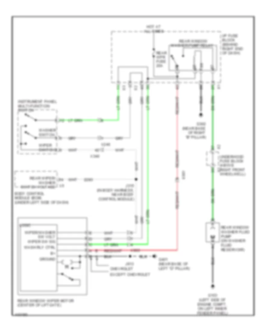 Rear Wiper Washer Wiring Diagram for GMC Acadia SLT 2014