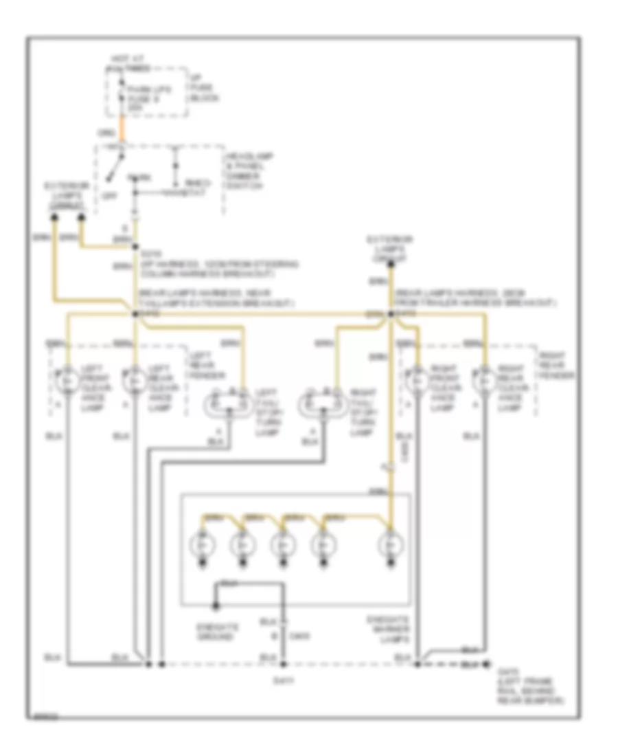 Rear Clearance Lamps Wiring Diagram for GMC CHD 1997 3500