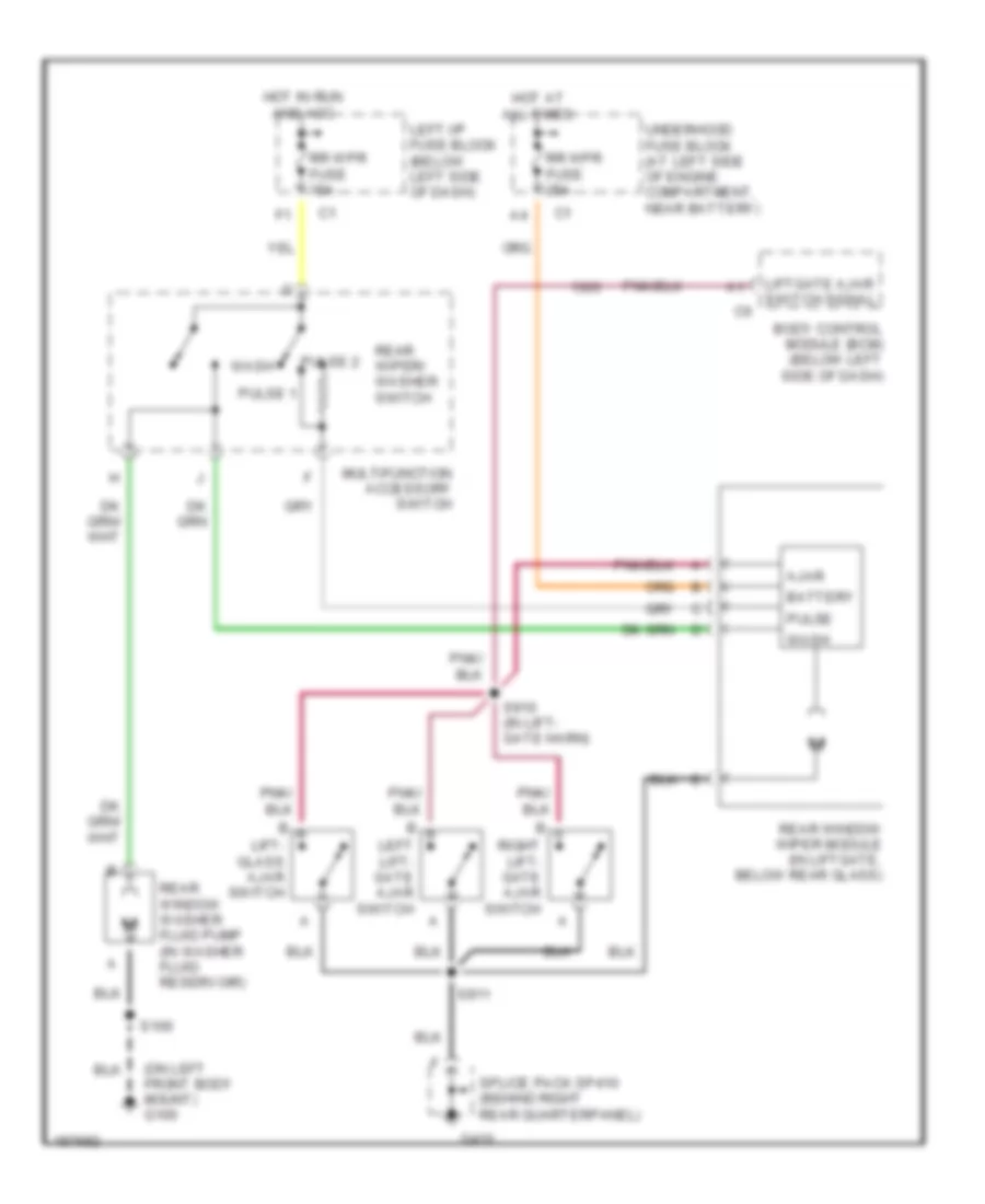 Электросхема заднего стеклоочистителя дворника и омывателя для GMC Yukon XL K1500 2004