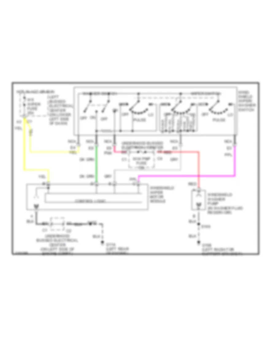Электросхема стеклоочистителя, дворников и омывателя для GMC Sierra 1999 2500