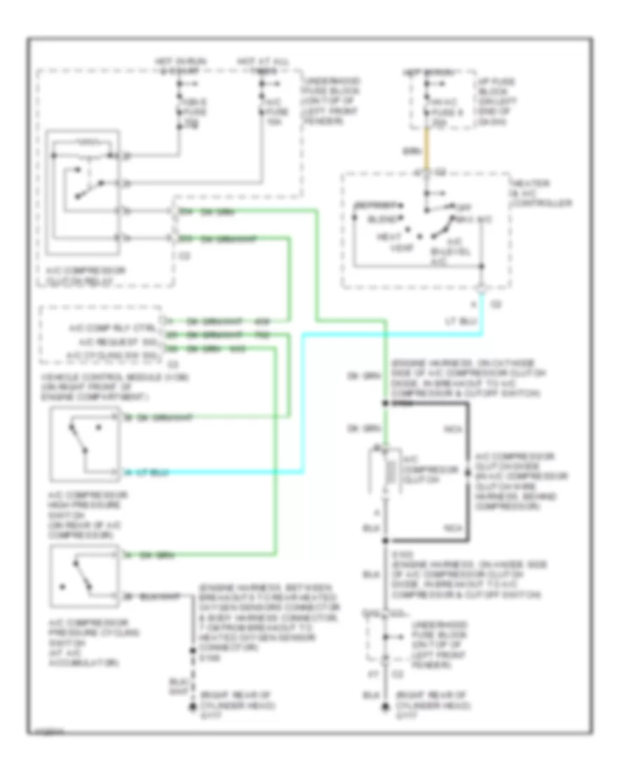 4.3L VIN W, Compressor Wiring Diagram, Manual AC for GMC Sonoma 1999