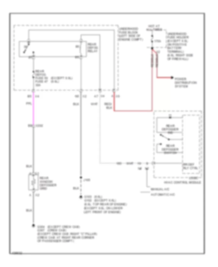 Rear Defogger Wiring Diagram for GMC Sierra 2500 HD Denali 2014