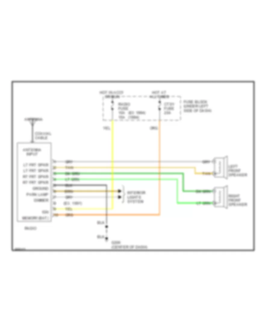 2 Speaker System Wiring Diagram for GMC Pickup C1991 1500