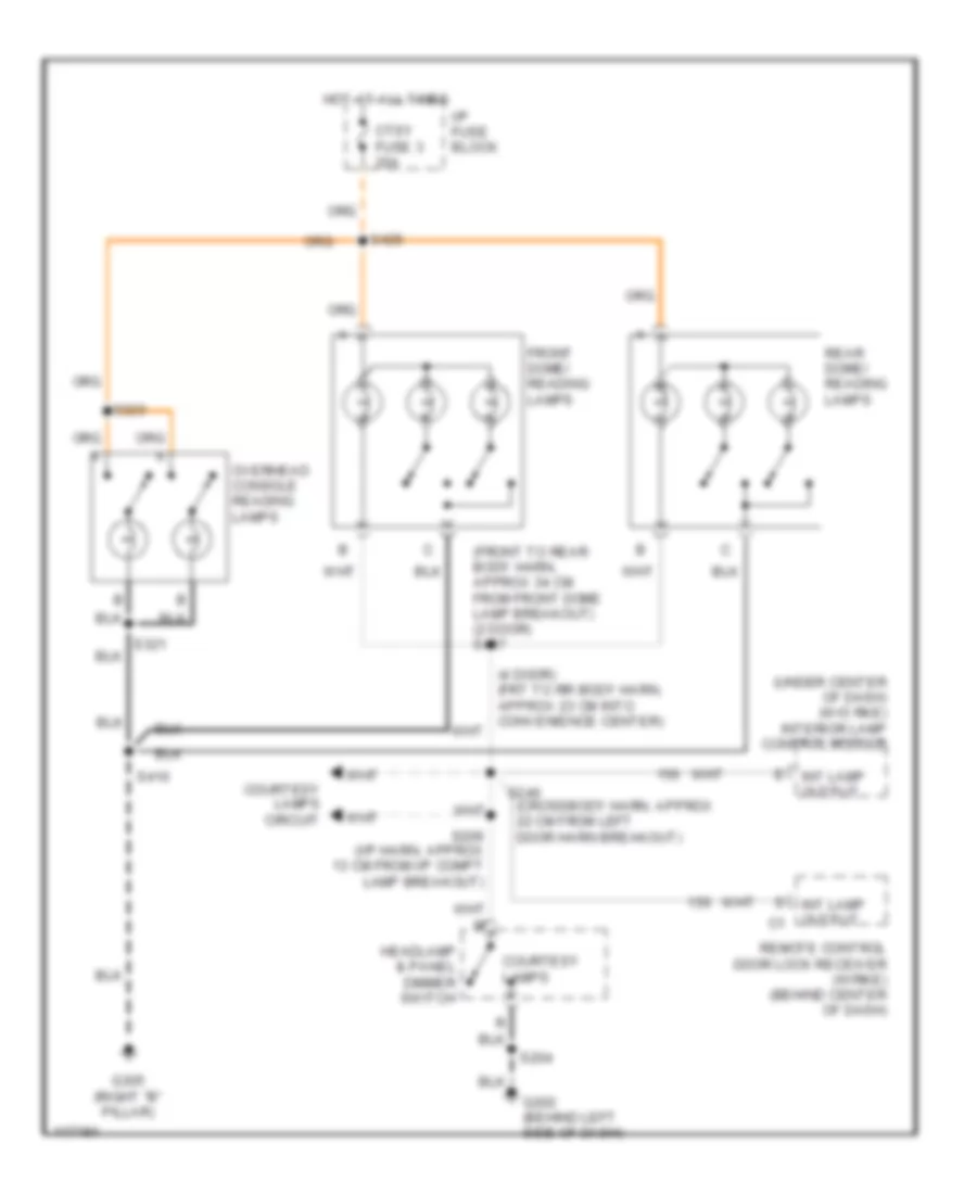 Overhead Console Lamps Wiring Diagram for GMC Suburban C2500 1999