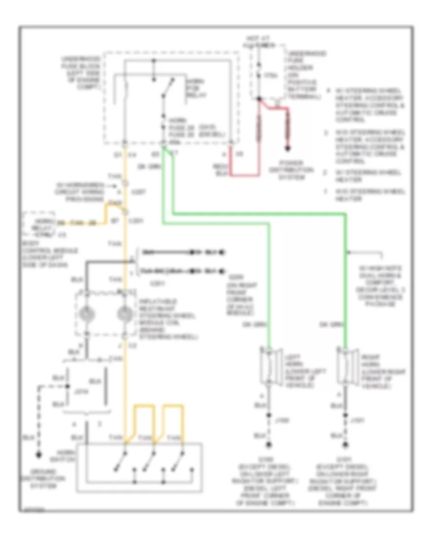 Horn Wiring Diagram for GMC Sierra 3500 HD 2012