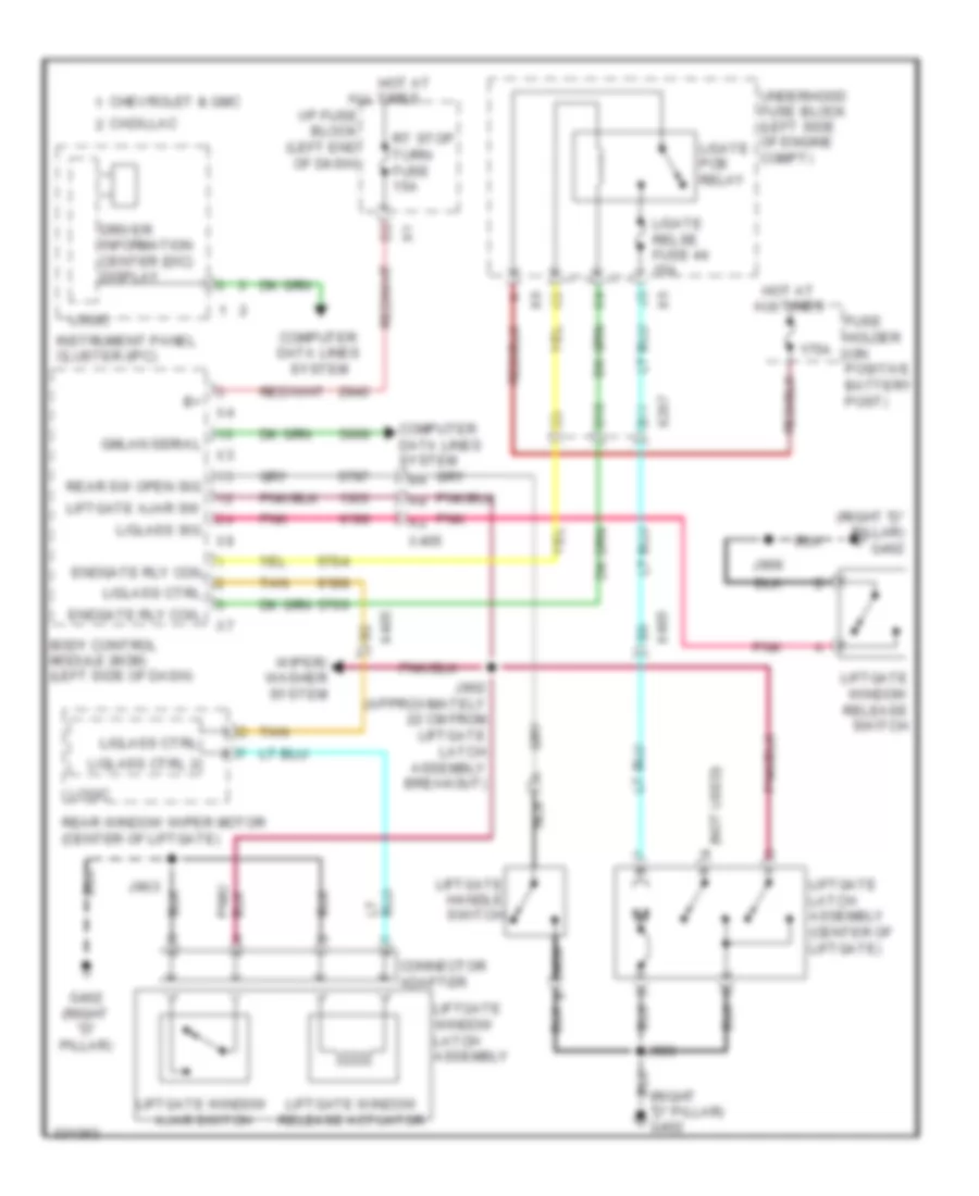 Liftgate Release Wiring Diagram for GMC Yukon XL K2500 2011