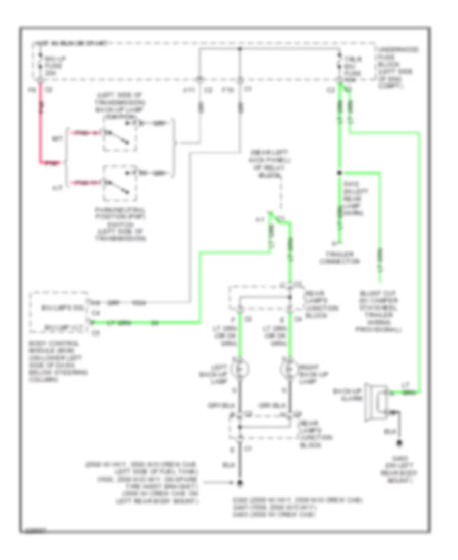 Back up Lamps Wiring Diagram for GMC Sierra HD 2006 1500