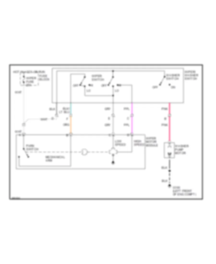 Электросхема стеклоочистителя, дворников и омывателя С 2 скоростями для GMC Sonoma Syclone 1991