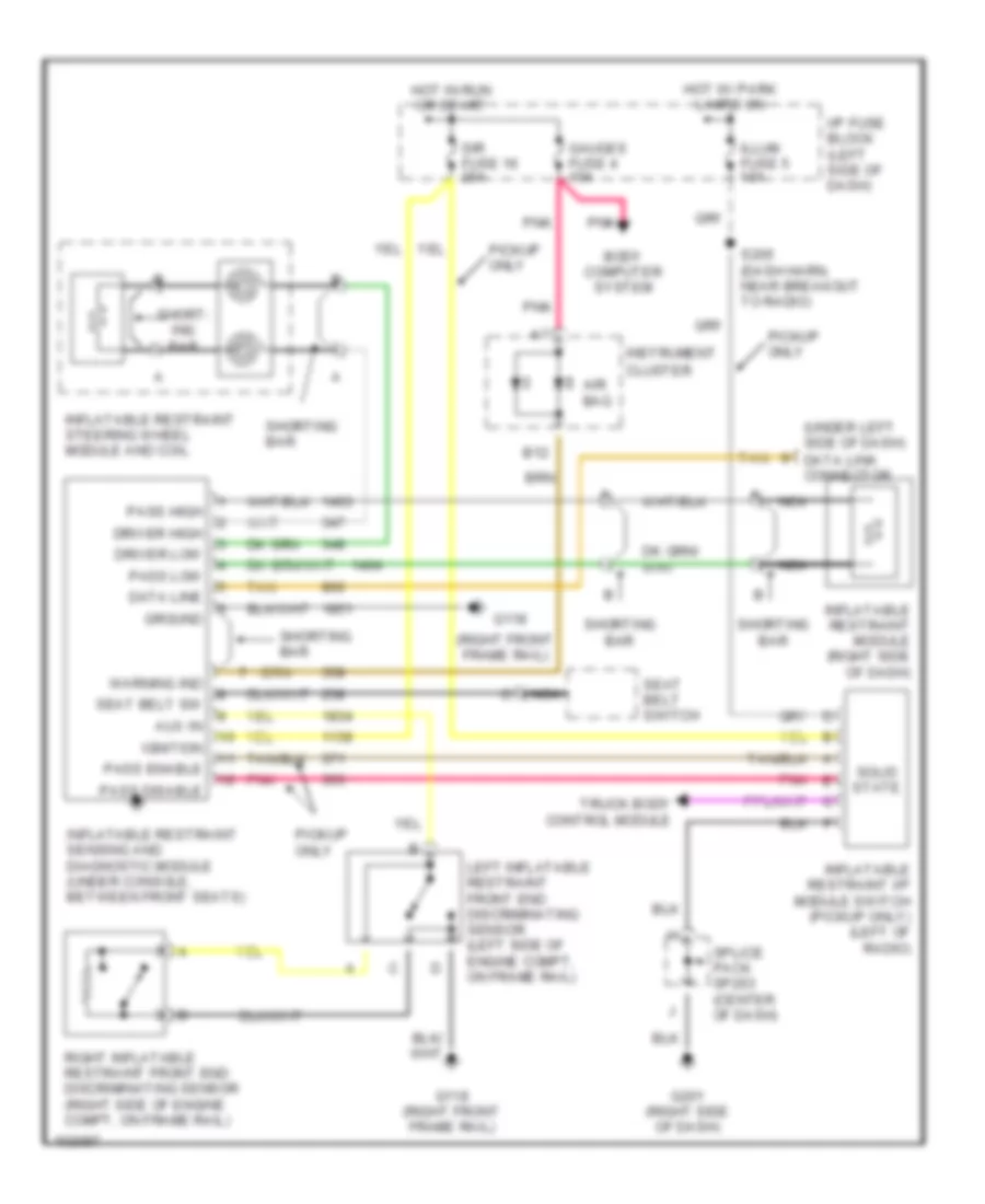 Supplemental Restraint Wiring Diagram for GMC Sonoma 1998