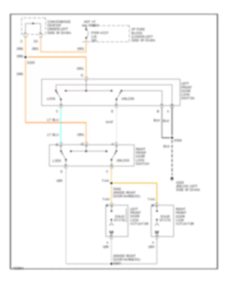 Door Lock Wiring Diagram without Crew Cab for GMC Pickup C1998 1500
