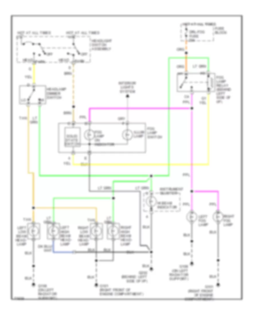 Headlight Wiring Diagram Composite without DRL for GMC Cab  Chassis C1995 3500