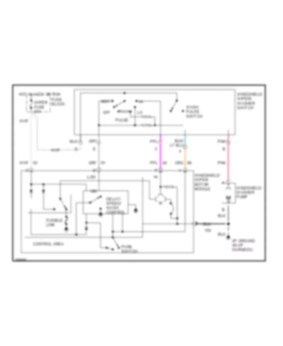 Электросхема переднего дворника стеклоочистителя и омывателя, Коммерческое Шасси для GMC Forward Control P1994 3500