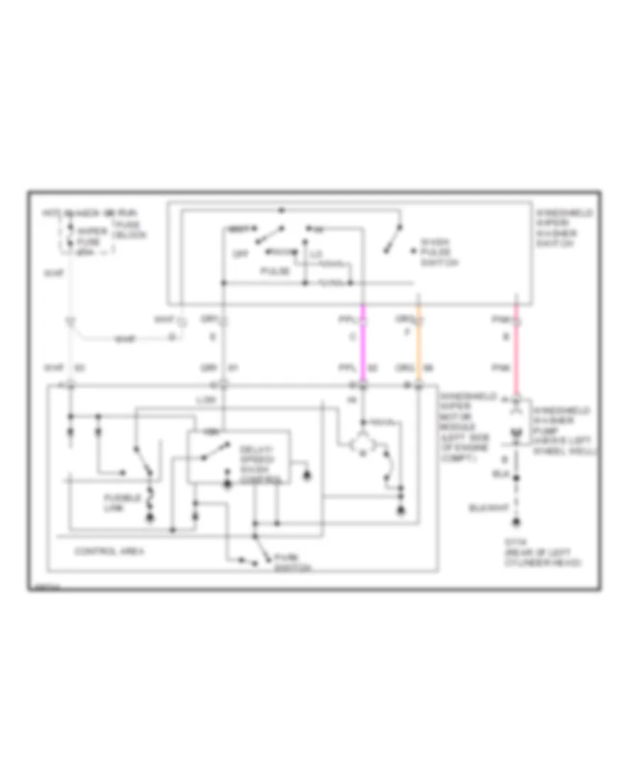 Электросхема передних стеклоочистителей дворников и омывателя лобового стекла для GMC Jimmy 1994