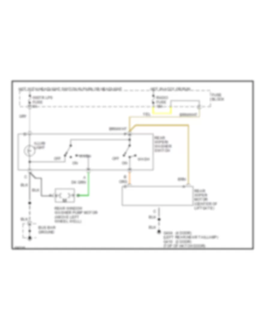 Электросхема заднего стеклоочистителя дворника и омывателя для GMC Jimmy 1994