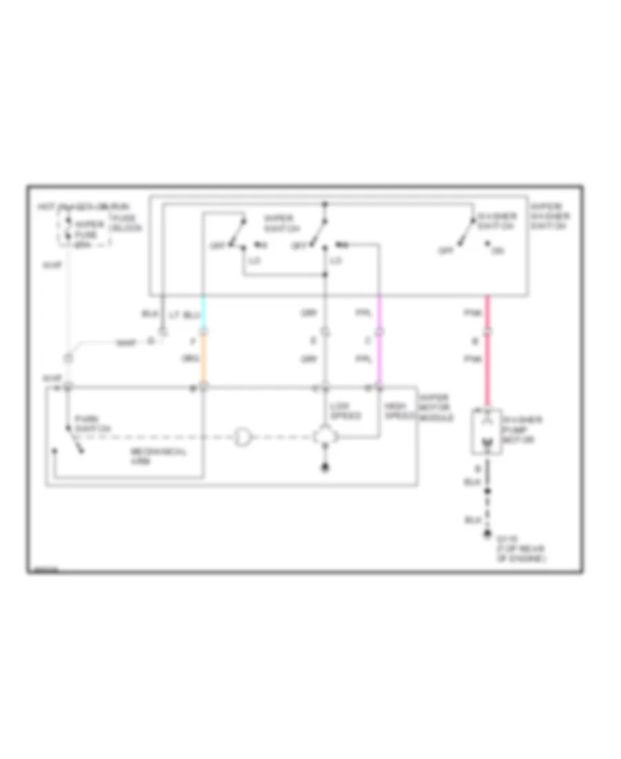 Электросхема стеклоочистителя, дворников и омывателя С 2 скоростями для GMC Jimmy 1992