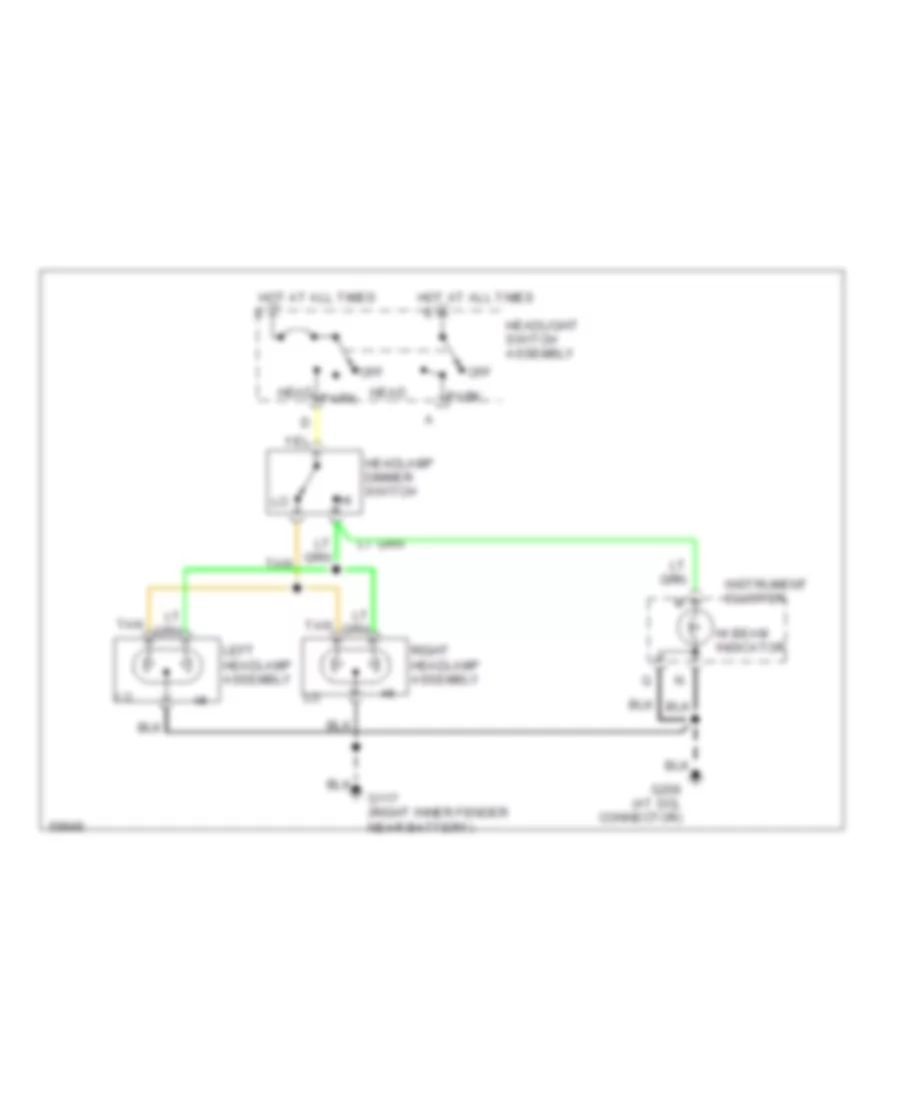 Headlamps Wiring Diagram with Sealed Beam Lamps for GMC Pickup C1994 3500