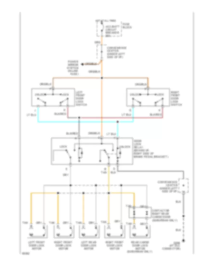 Door Lock Wiring Diagram Crew Cab for GMC Pickup K1994 1500