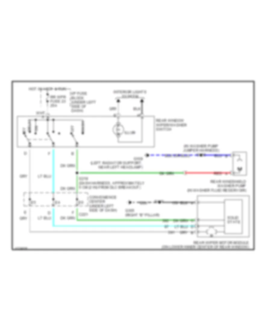 Электросхема заднего стеклоочистителя дворника и омывателя для GMC Yukon 2000