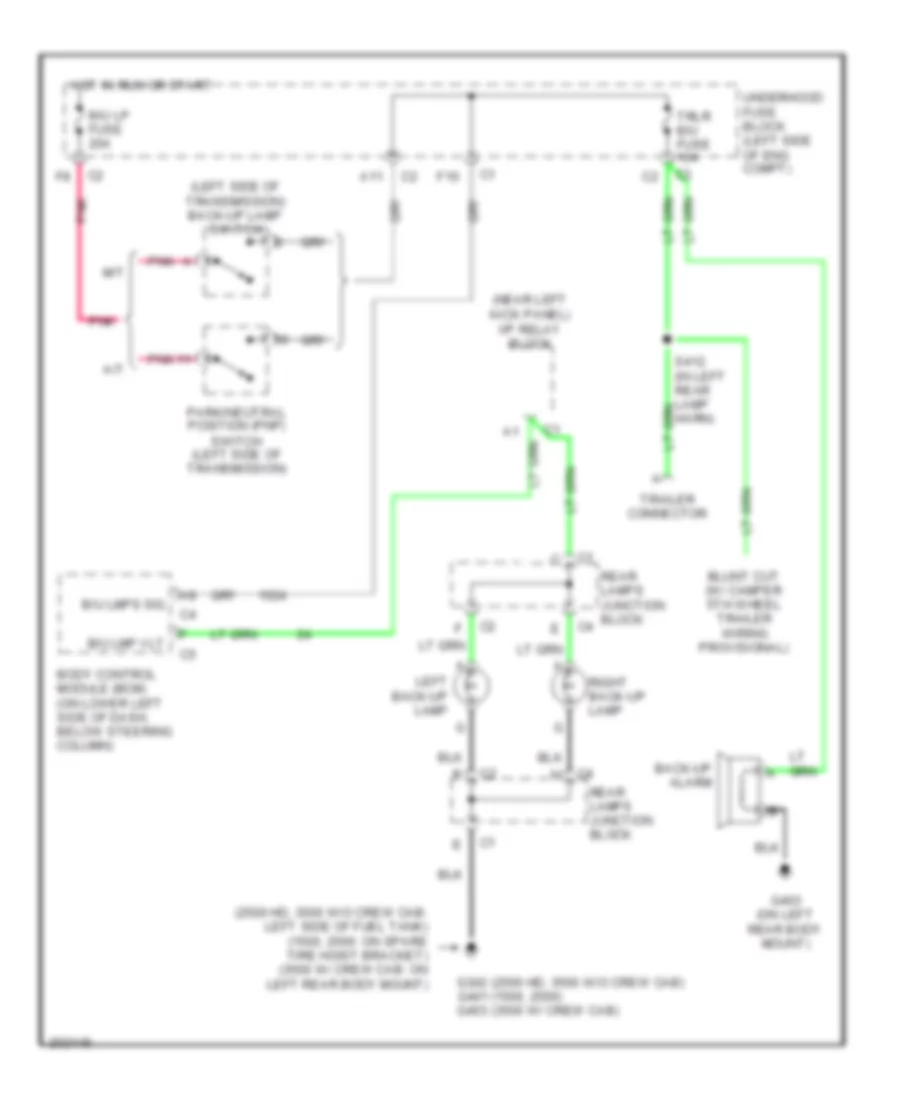 Back up Lamps Wiring Diagram for GMC Sierra 2005 1500