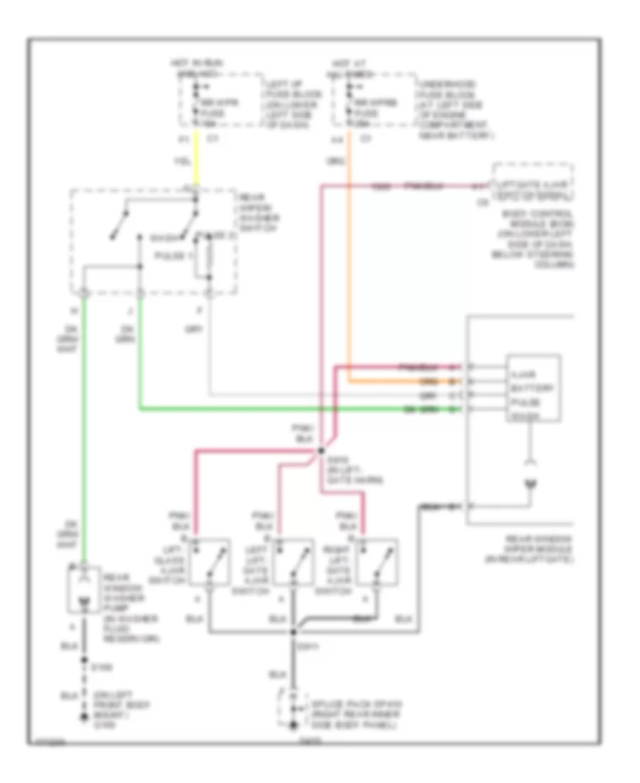 Электросхема заднего стеклоочистителя и омывателя стекла для GMC Yukon XL C1500 2003