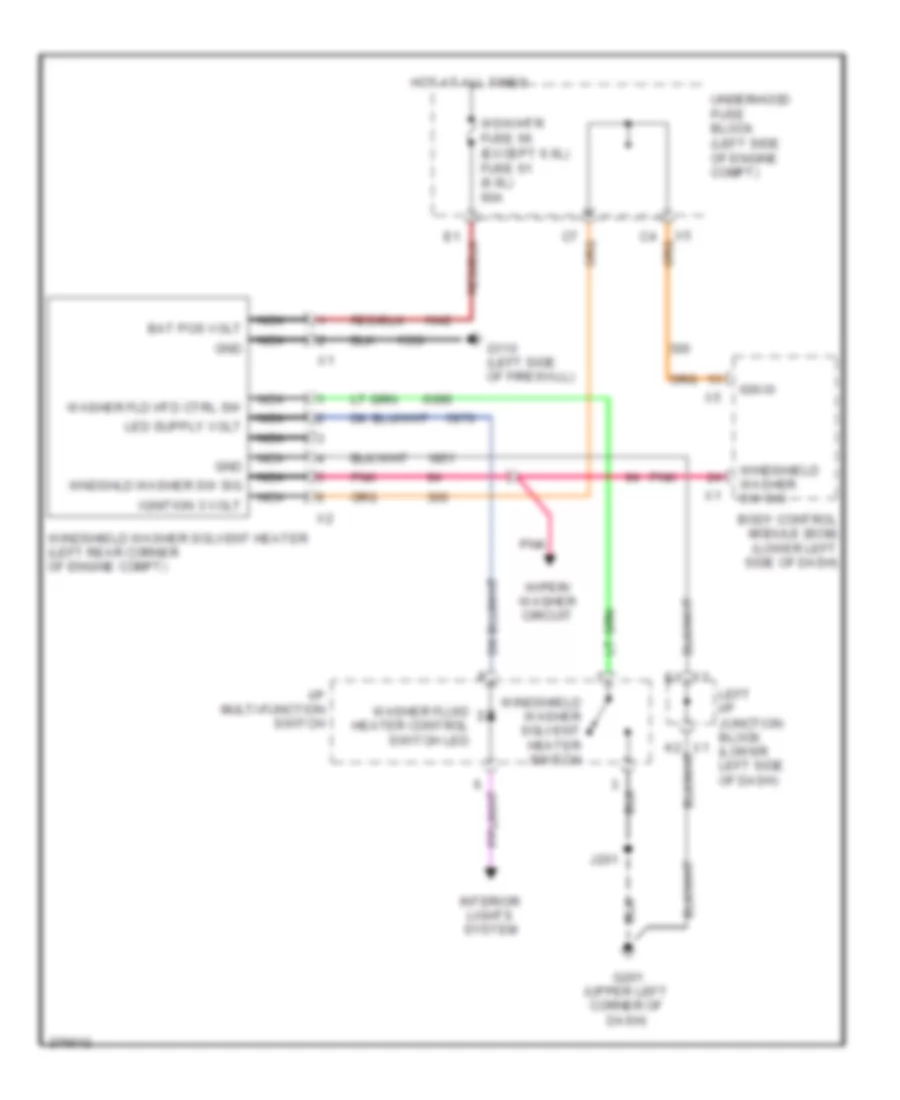 схема нагревателя растворителя омывателя лобового стекла для GMC Sierra HD 2008 3500