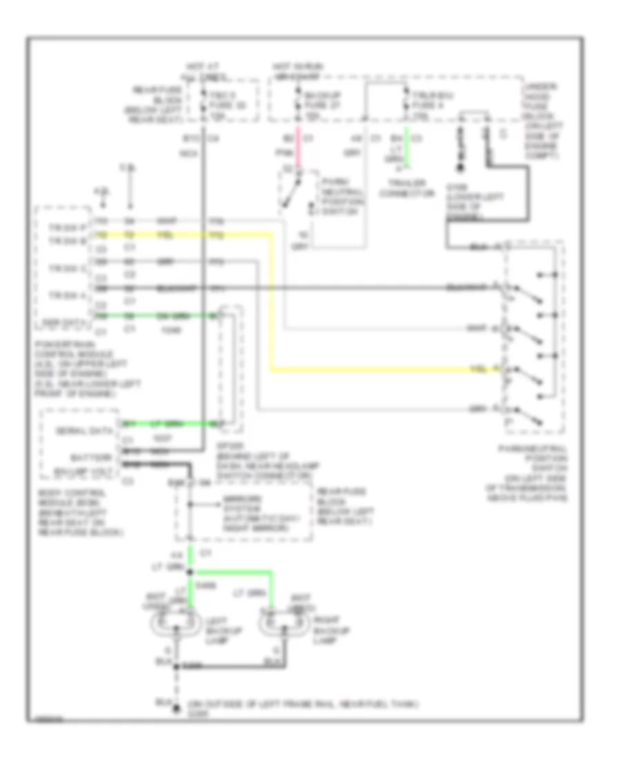Back up Lamps Wiring Diagram for GMC Envoy XL 2004