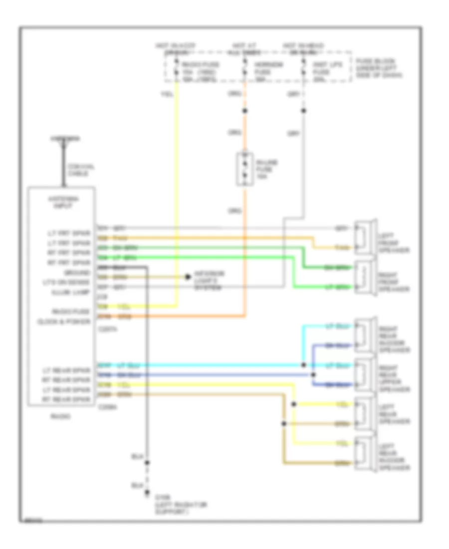 6-Speaker System Wiring Diagram for GMC Safari 1992